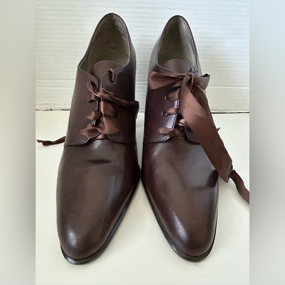 LIKE NEW VINTAGE OXFORD STYLE LACE UP WESTIES Sz. 10. RICH BROWN, RIBBON LACES - Picture 8 of 11